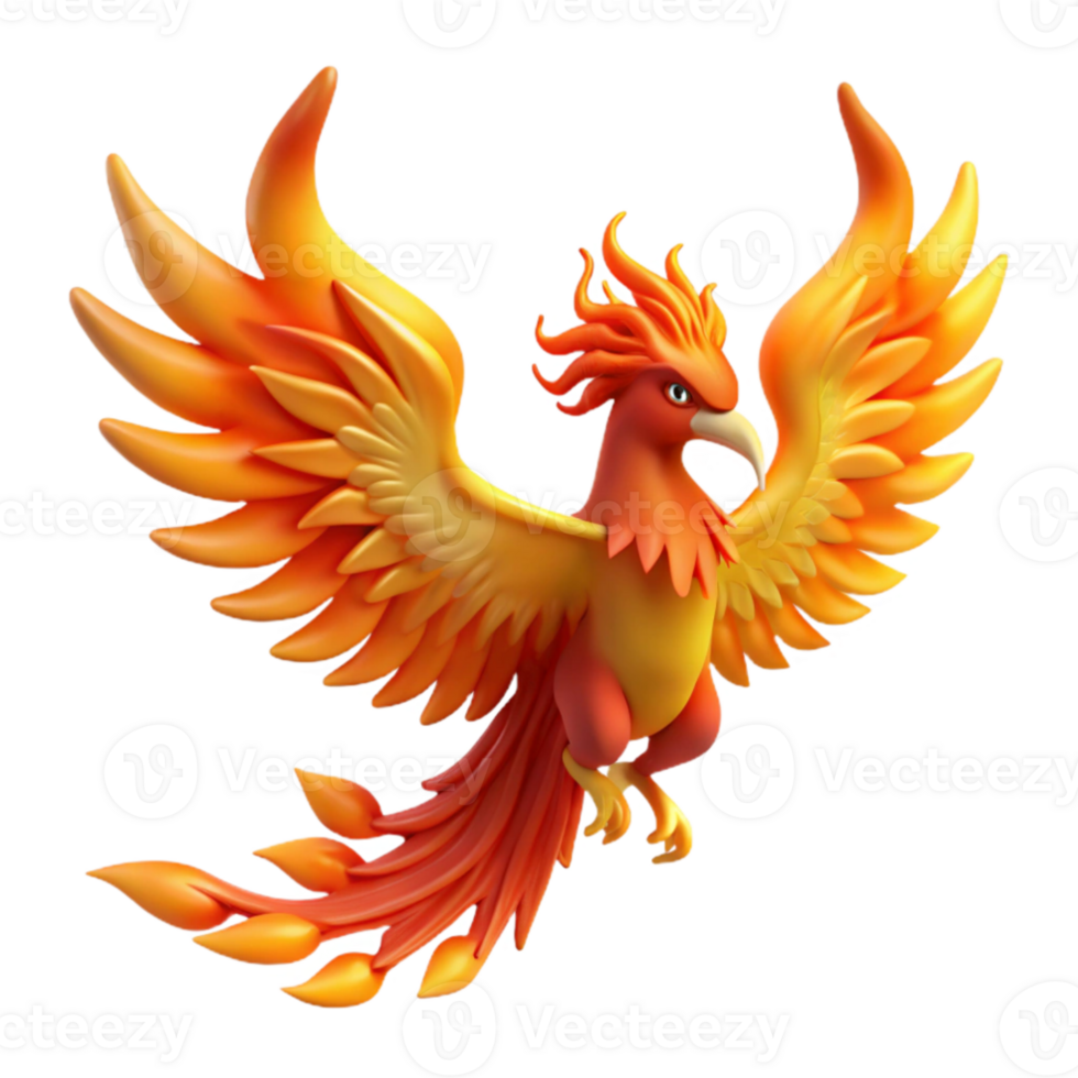 magnificent rustic 3D Model Fiery Phoenix Bird Illustration authentic png