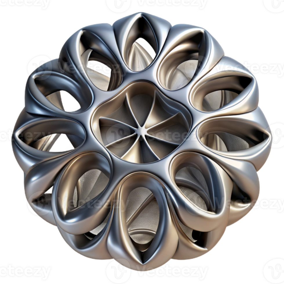 magnificent contemporary Abstract 3D Metallic Flower Design premium png