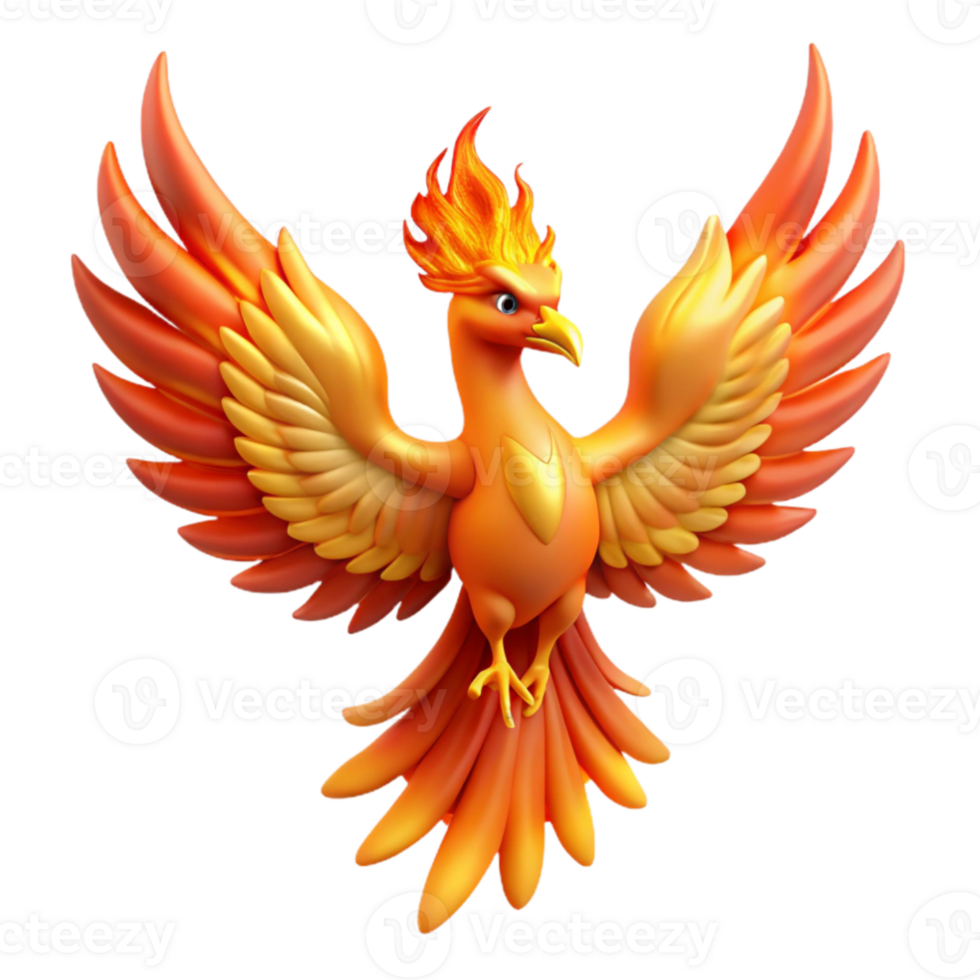 wonderful rustic 3D Render Fiery Phoenix Illustration authentic png