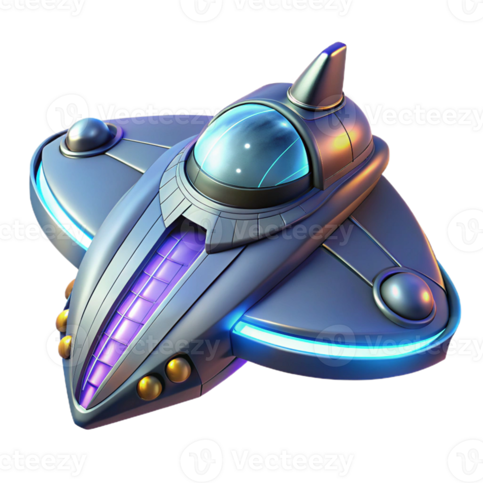 vibrant creative Futuristic Spaceship 3D Render high quality png