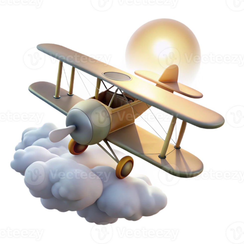 serene abstract 3D Biplane Soaring Through Clouds genuine png