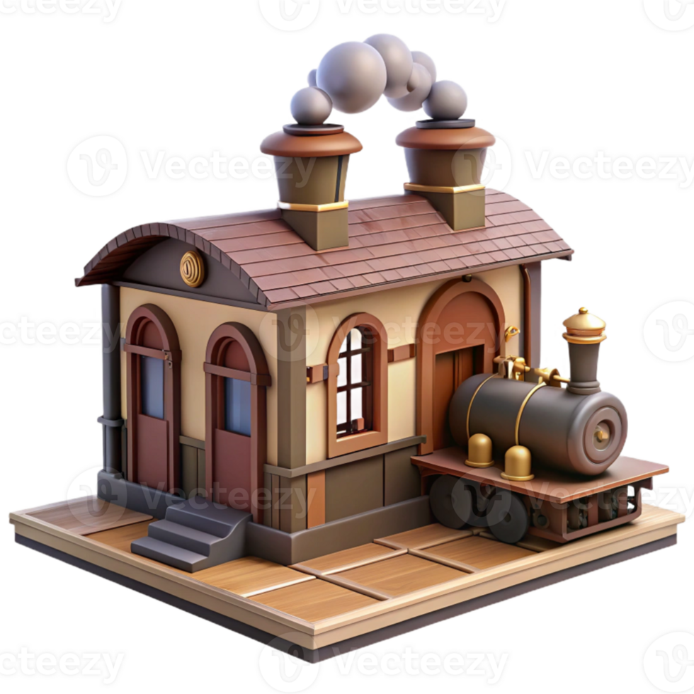 extraordinary creative Charming 3D Train Station Illustration genuine png