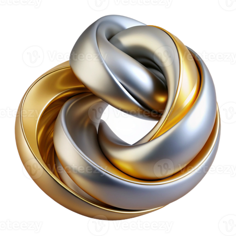 wonderful classic Gold Silver 3D Abstract Knot Illustration professional png