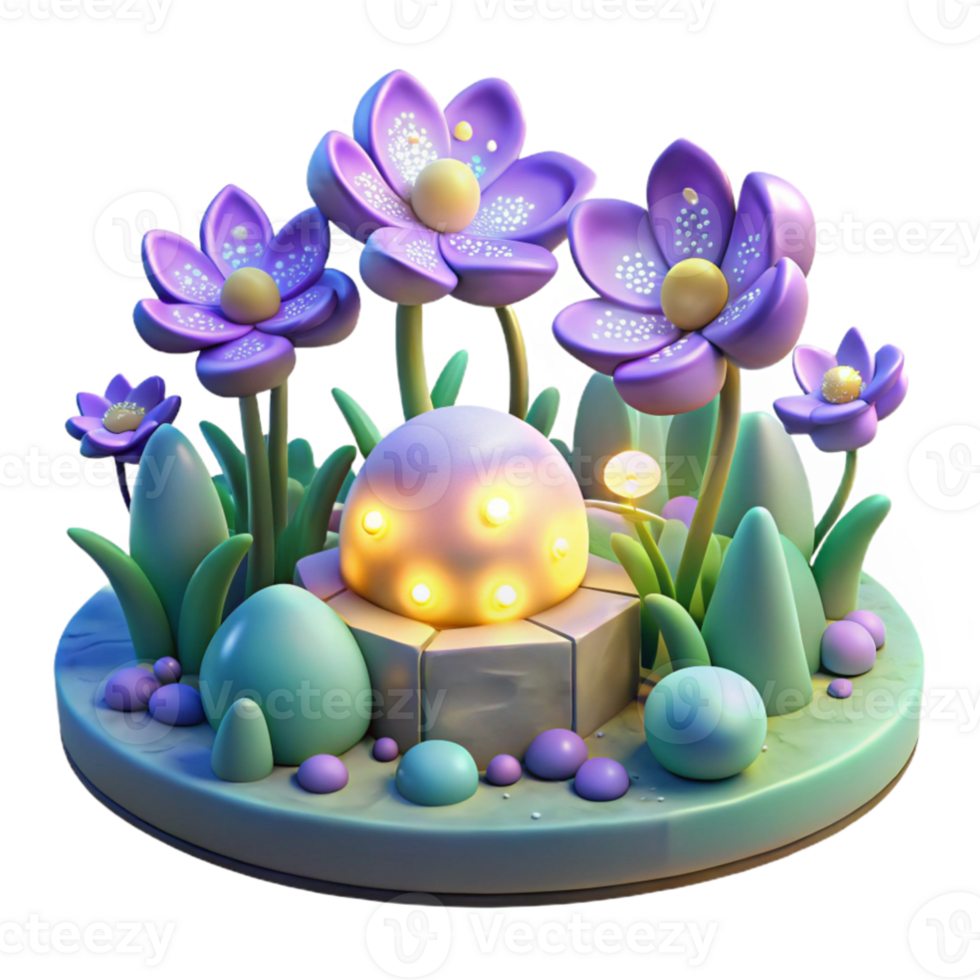 beautiful classic Enchanted 3D Flower Garden Illustration detailed png