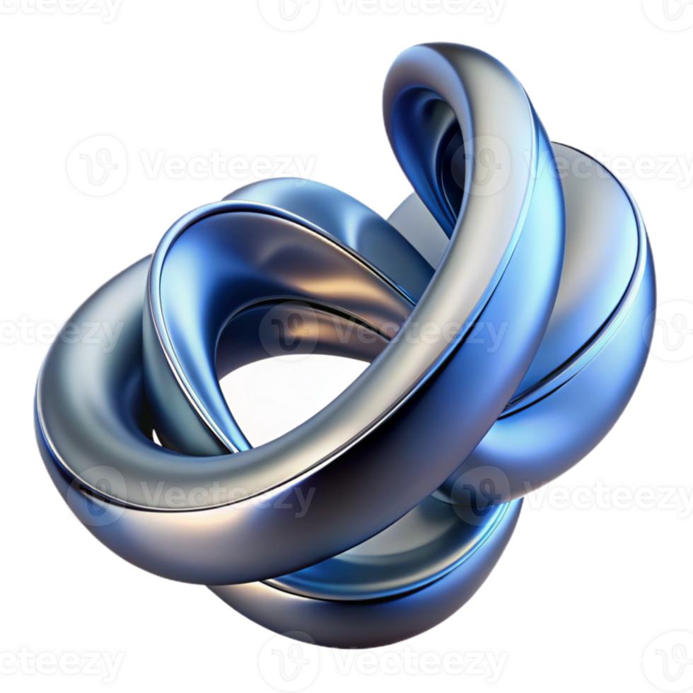 serene artistic Abstract 3D Blue Metallic Knot Illustration 4K png