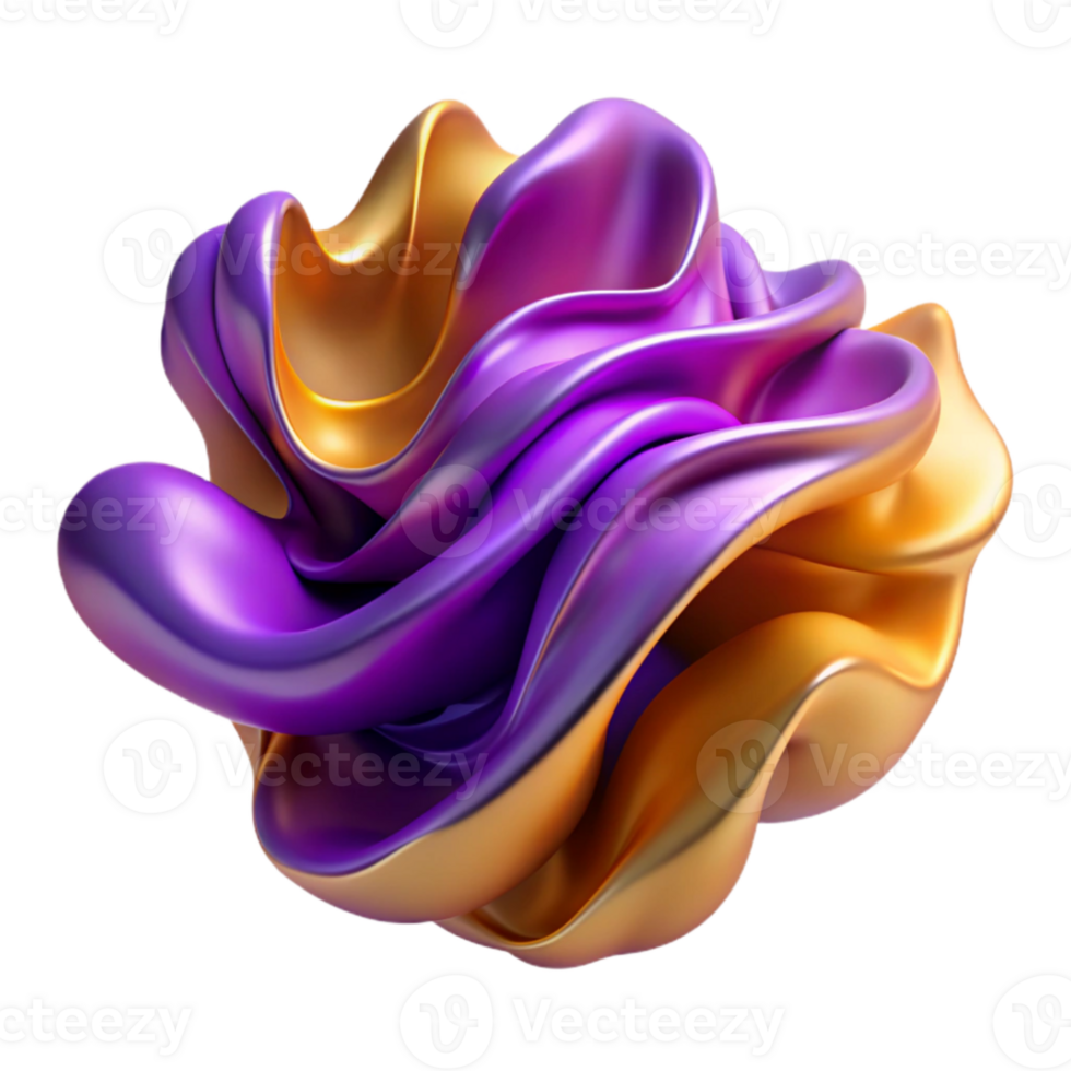 wonderful rustic Purple and Gold Abstract 3D Render high quality png