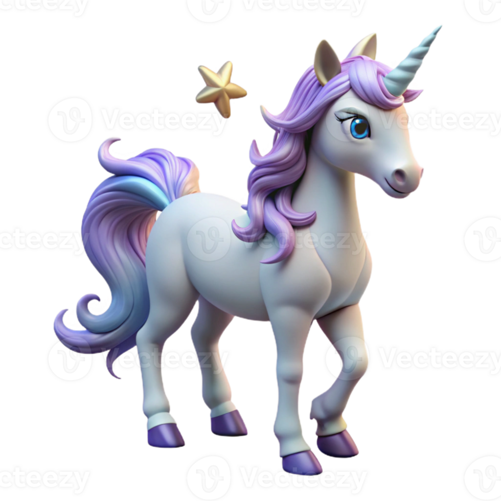 vibrant classic Cute 3D Unicorn Illustration high resolution png