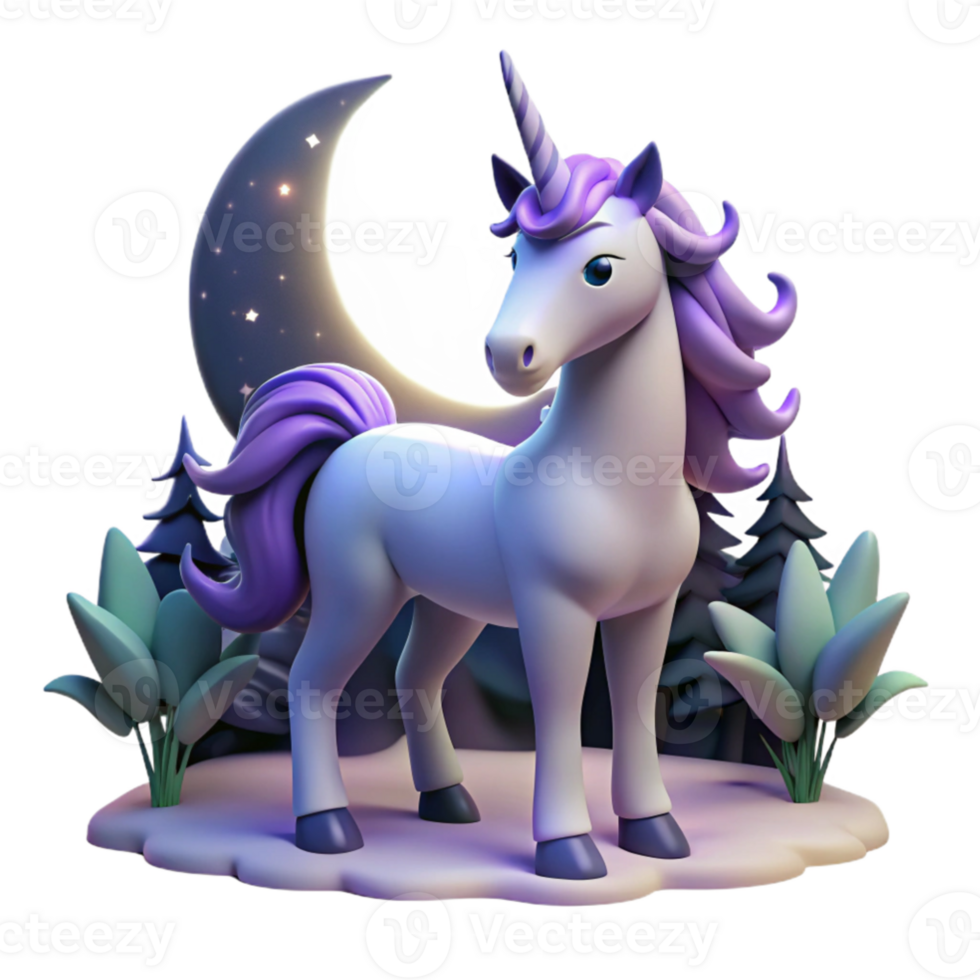 impressive classic Cute Unicorn 3D Render high resolution png