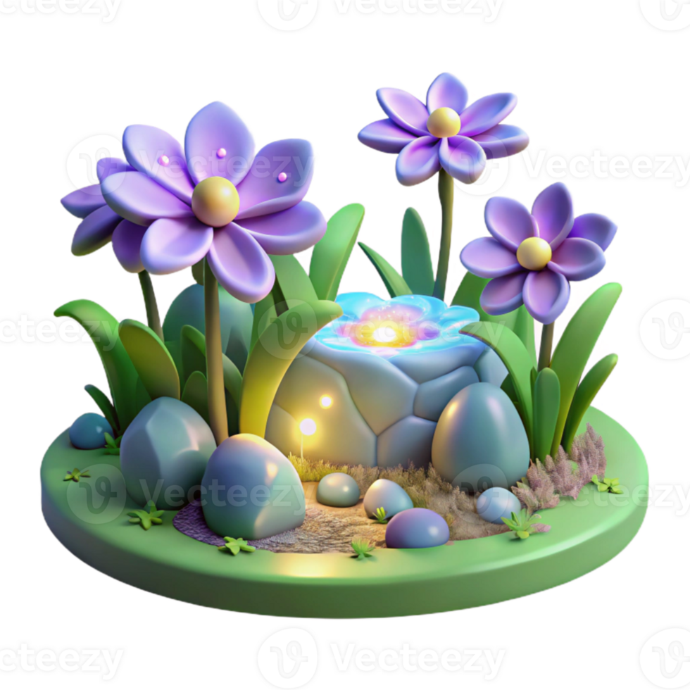 serene artistic Enchanted 3D Garden Illustration original png
