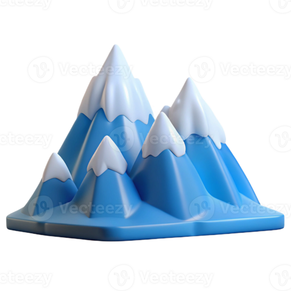 dramatic abstract Cartoon 3D Mountain Range Illustration high resolution png