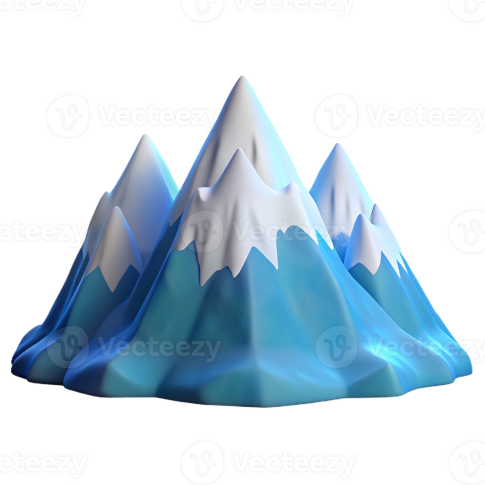 vibrant creative Cartoon Snowy Mountain 3D Render high quality png