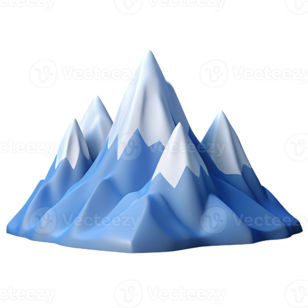 elegant contemporary 3D Mountain Peak Illustration high resolution png