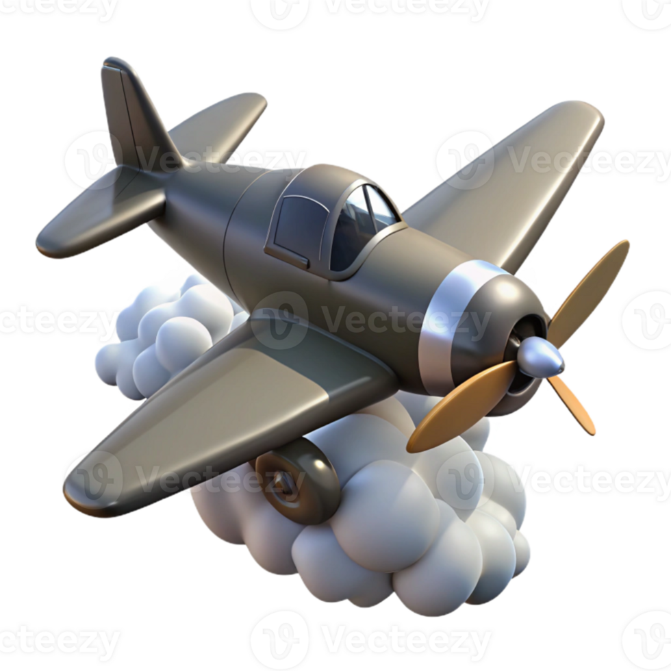elegant creative 3D Model Vintage Airplane in Clouds professional png