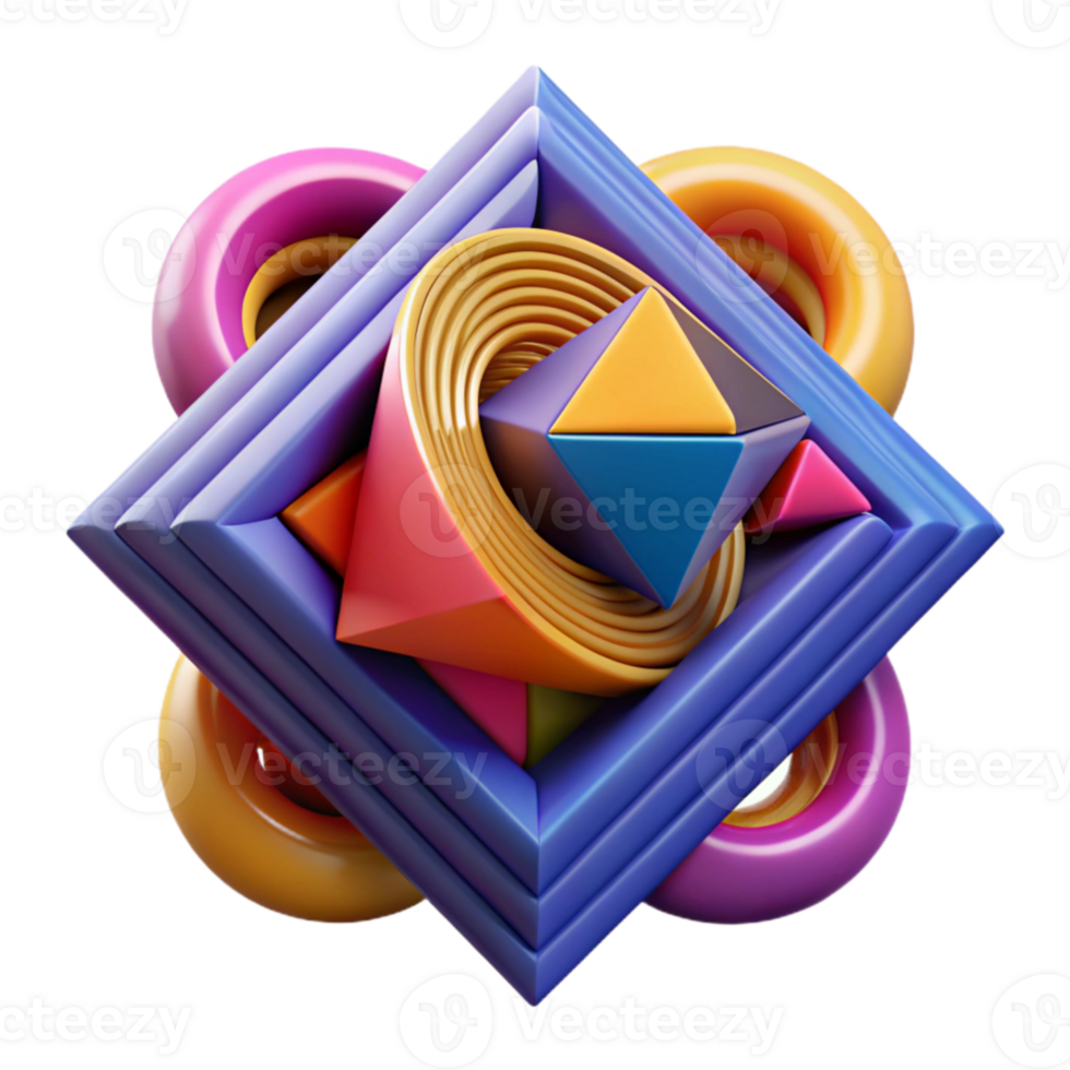 vibrant modern Vibrant 3D Abstract Geometric Shapes professional png