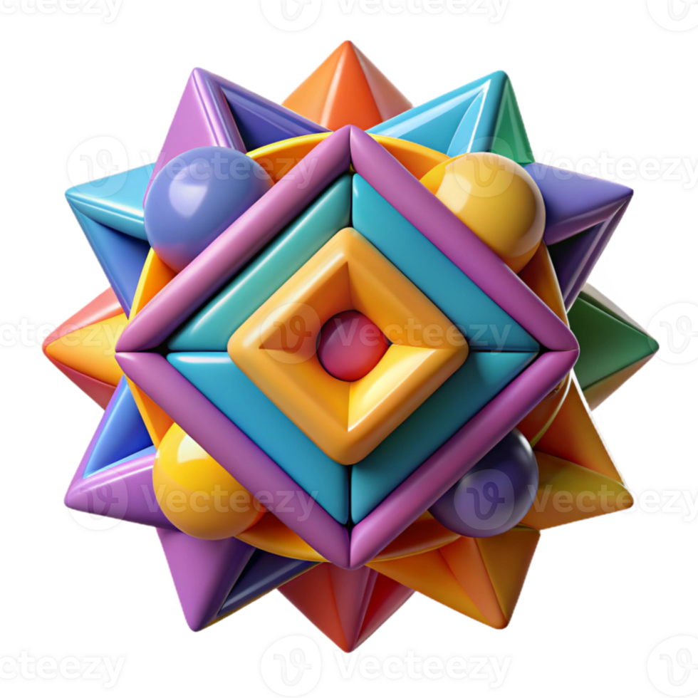 extraordinary creative Colorful 3D Abstract Geometric Illustration high resolution png