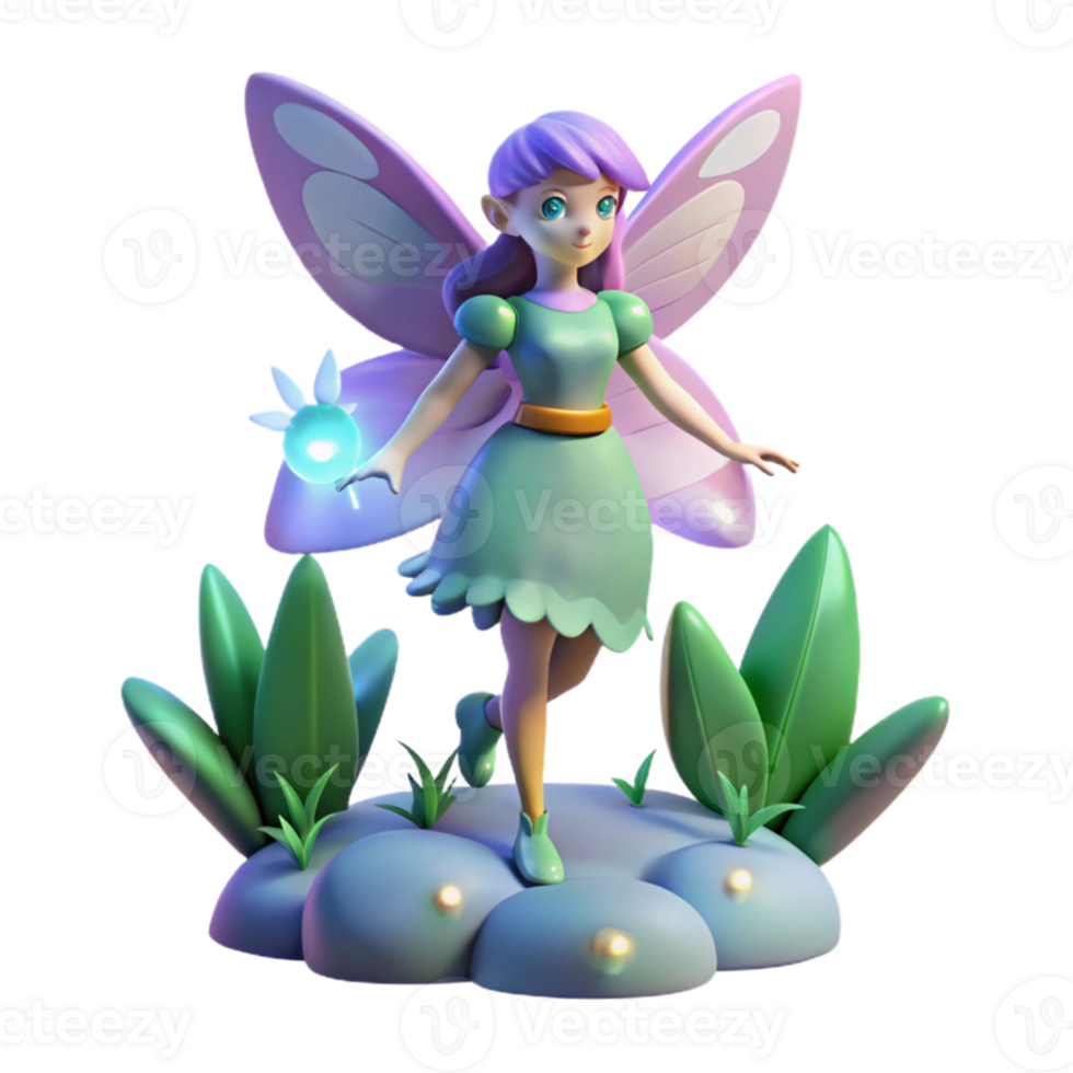 elegant abstract 3D Render of a Cute Fairy high quality png