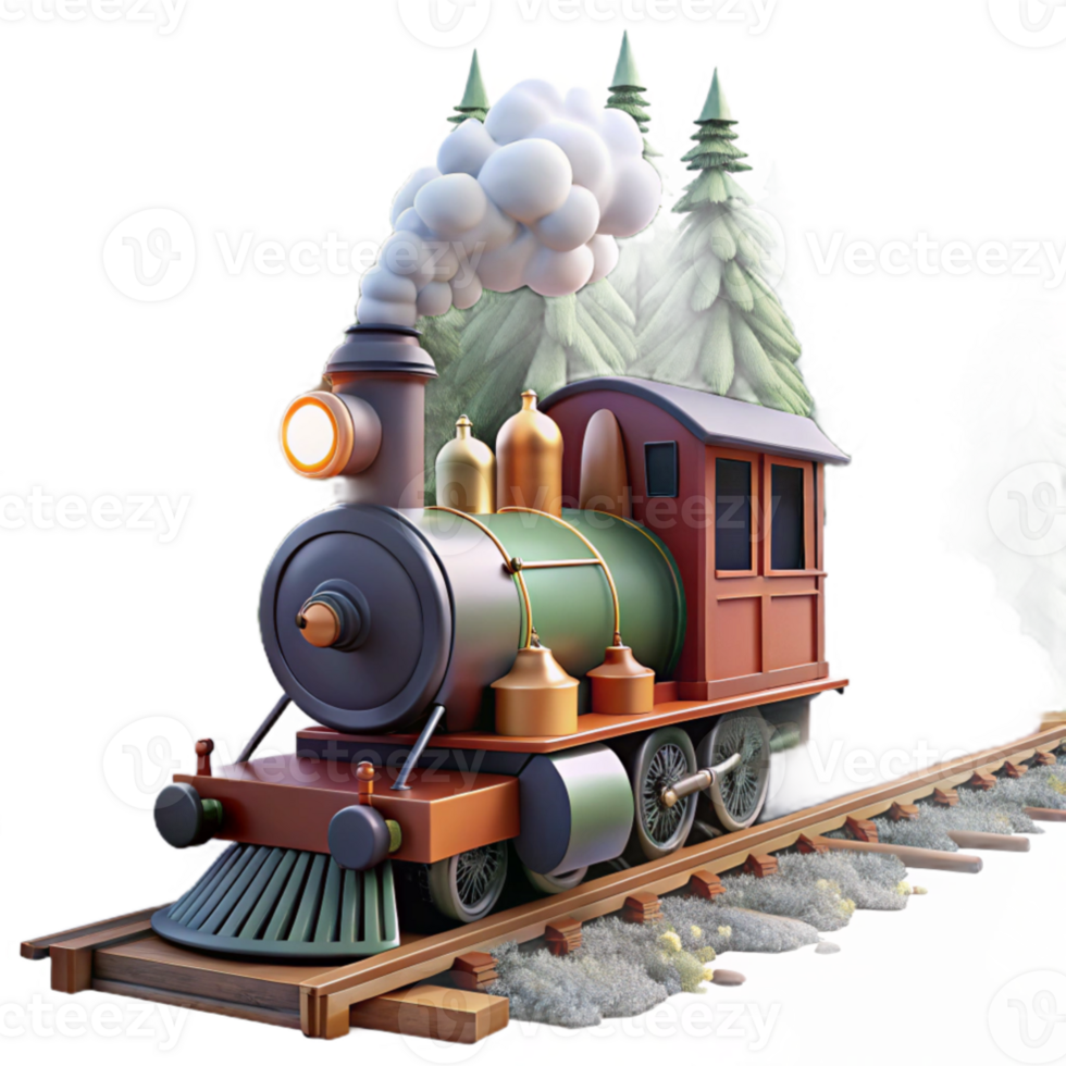 magnificent classic Charming 3D Render of a Vintage Train high quality png