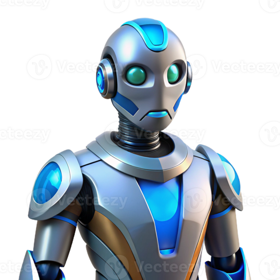 beautiful rustic Friendly Robot 3D Render high resolution png