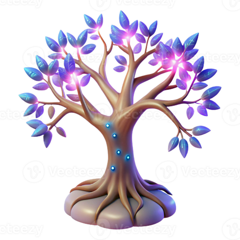 serene vintage Glowing Fantasy Tree 3D Render exclusive png