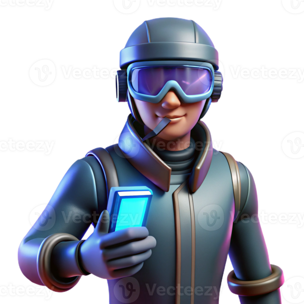 wonderful minimalist 3D Render of Futuristic Soldier with Device high resolution png