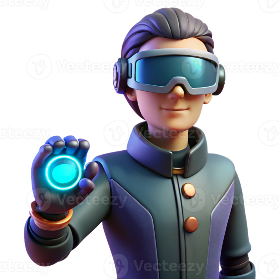 vibrant classic 3D Illustration Futuristic Boy with Goggles premium png