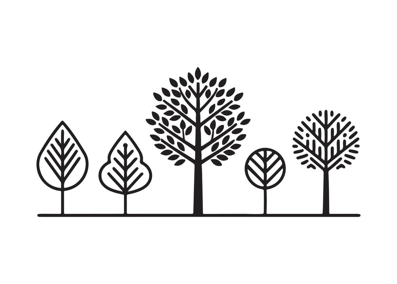 Minimalist Tree Line Art vector