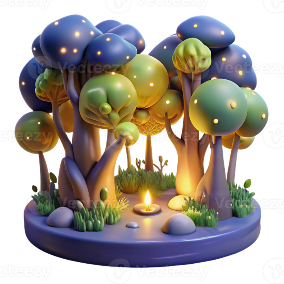 stunning vintage Enchanted 3D Forest Illustration genuine png