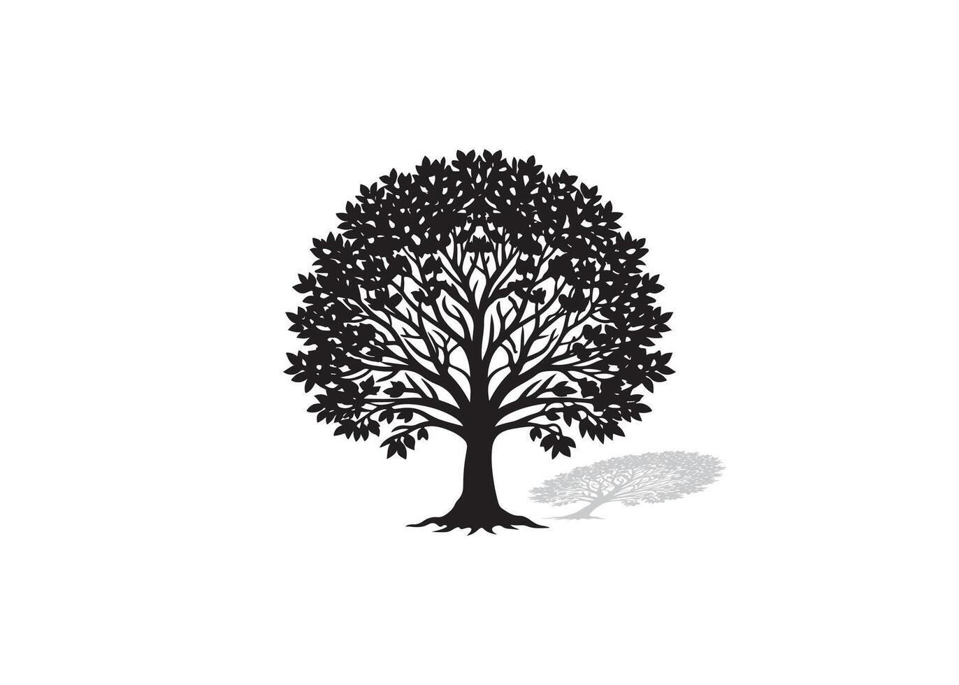 Lush Full Leafed Tree Silhouette Illustration Nature Art vector