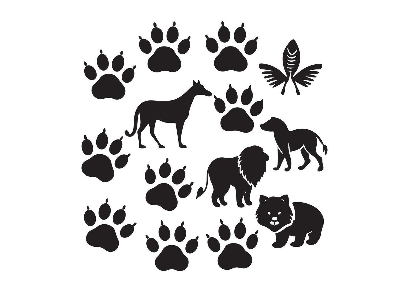 Wild Animals Paw Prints design pro vector