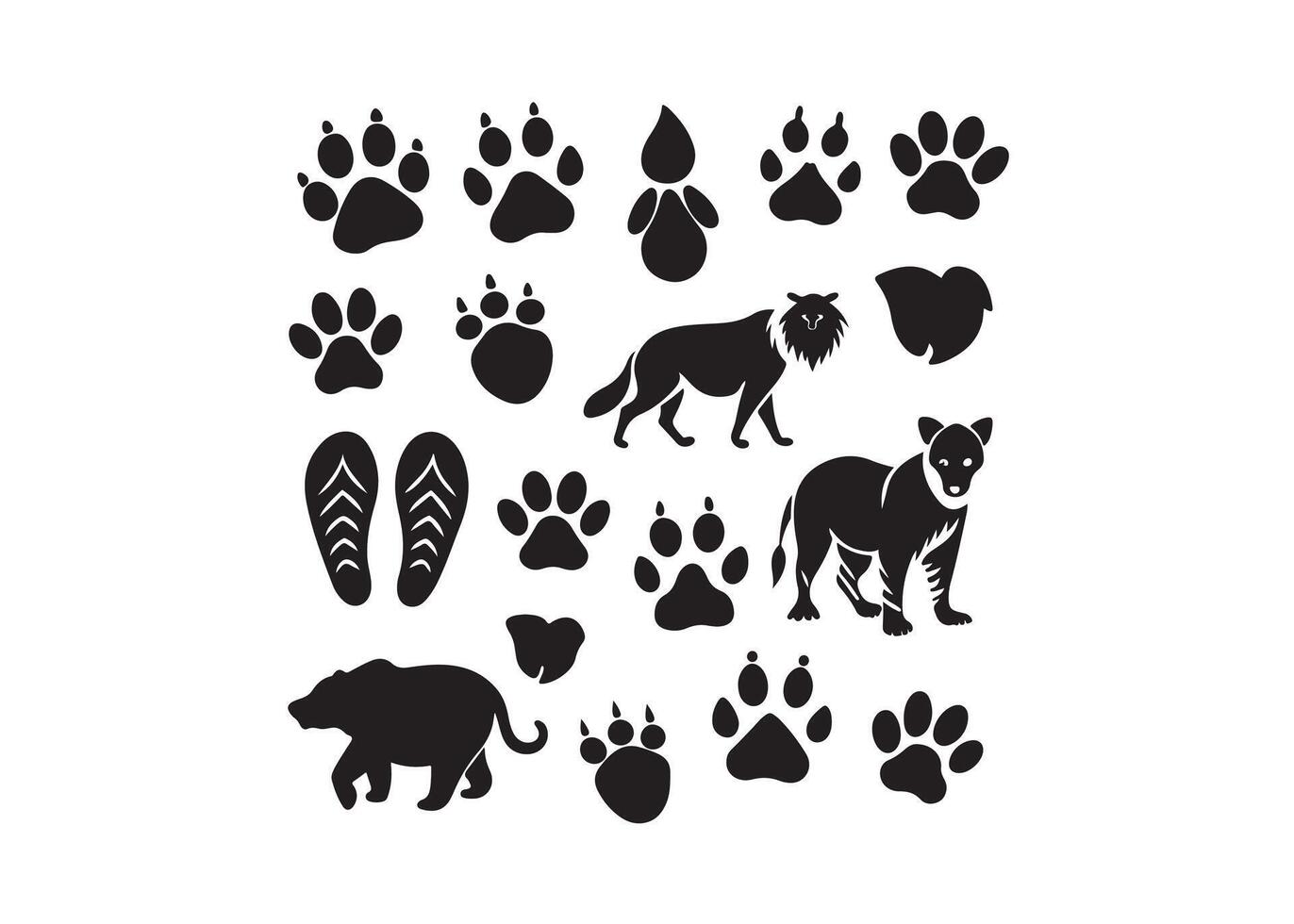 Wild Animals Paw Prints pro vector