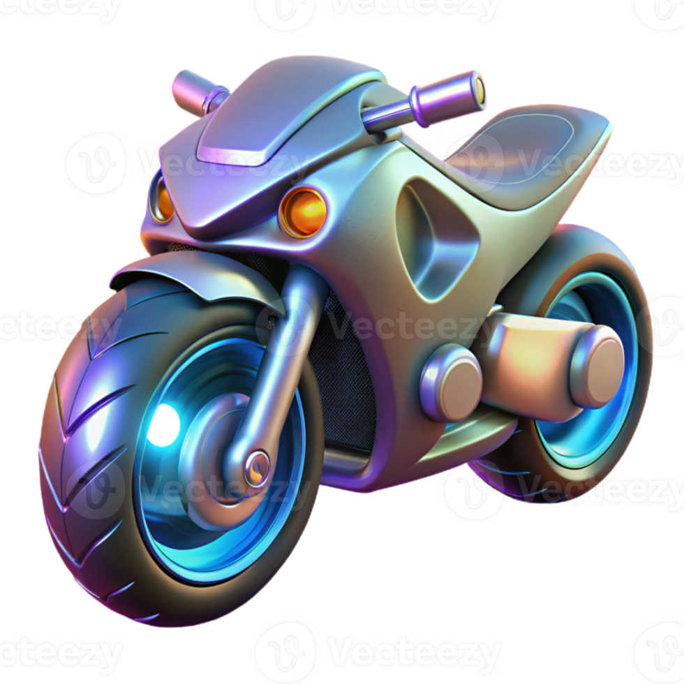 dramatic modern Futuristic Motorcycle 3D Render high quality png