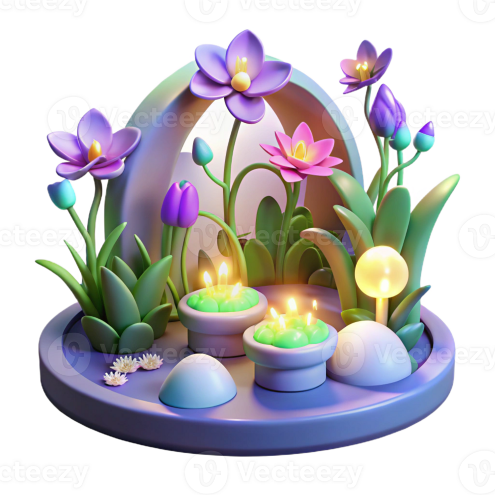impressive rustic Enchanted Garden 3D Illustration genuine png