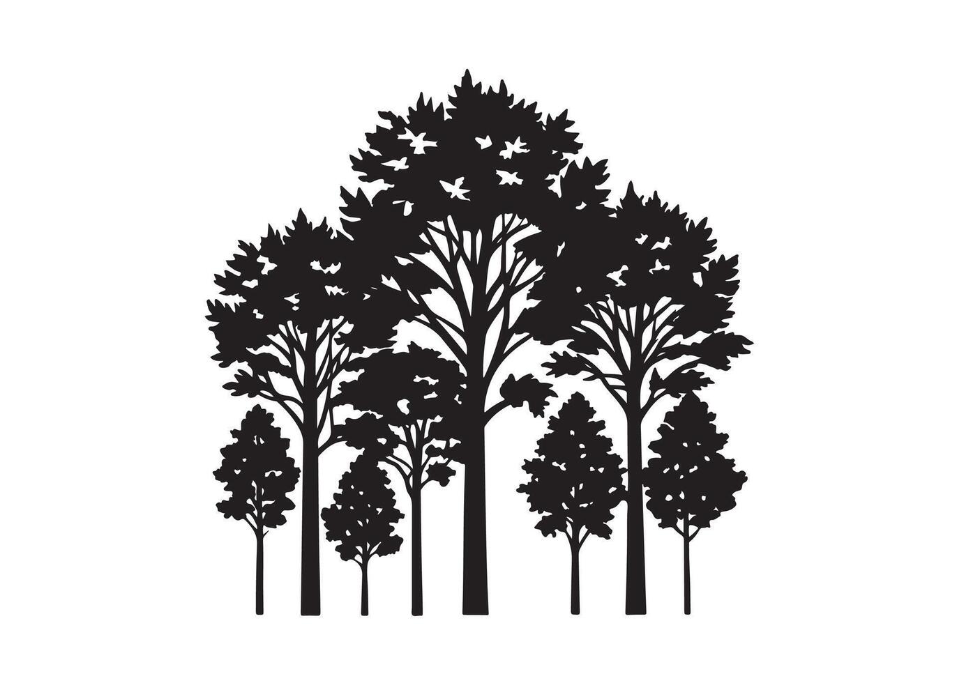 Silhouette of a Group of Trees vector