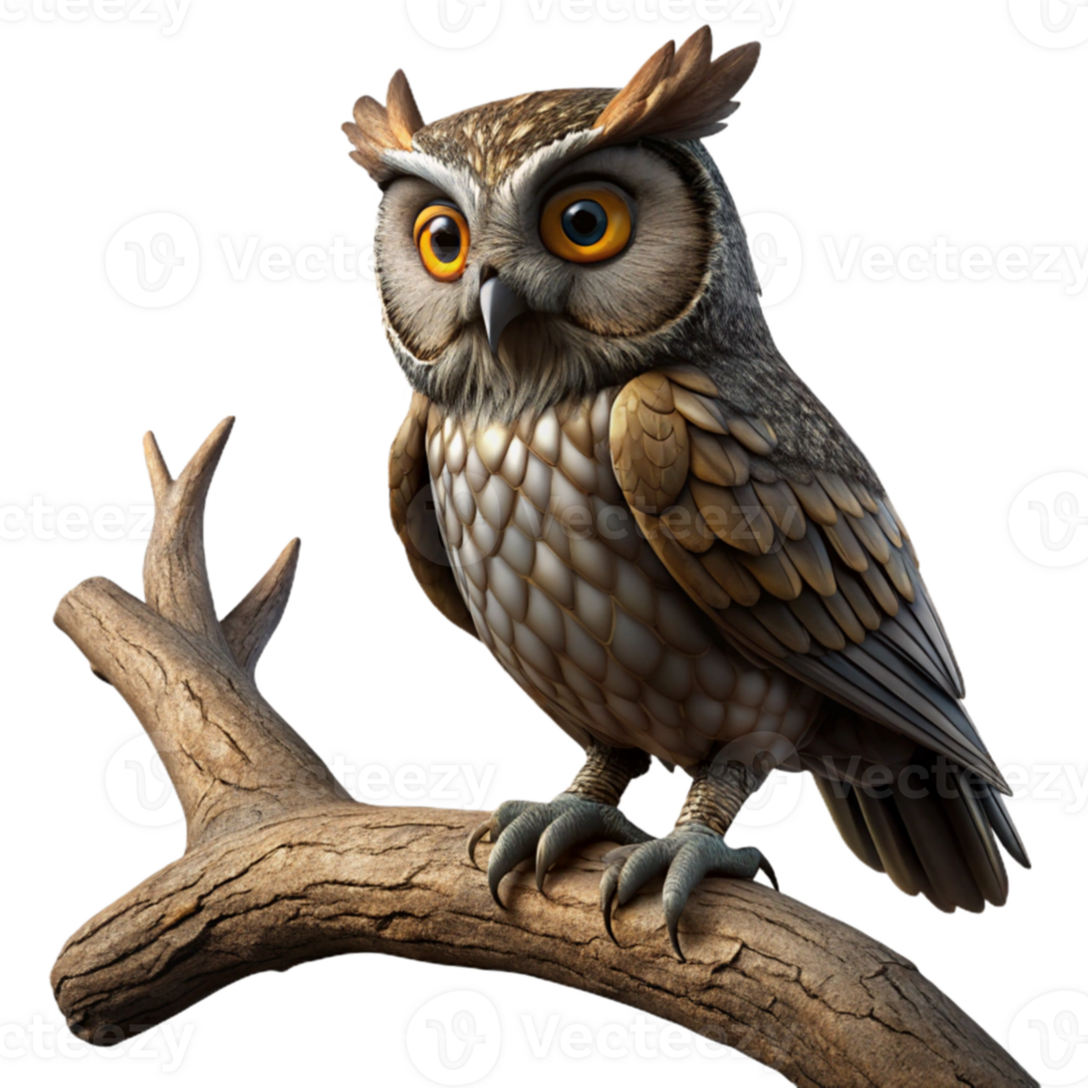 wonderful traditional magnificent abstract A wise old owl perched on an ancient, gnarled oak branch, Rembrandt lighting, dark and moody atmosphere, highly detailed feathers and bark 4K high resolution png