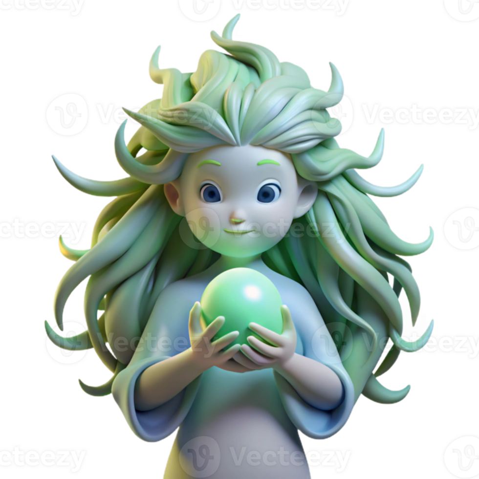 magnificent rustic stunning contemporary A serene forest spirit with flowing, bioluminescent hair, cradling a glowing orb, soft, ambient lighting, ethereal style high resolution high quality png