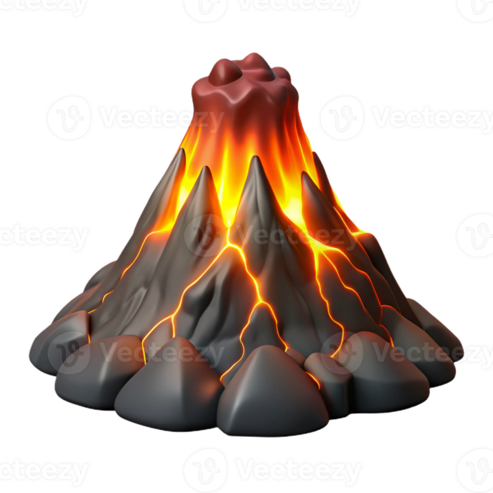 elegant modern dramatic modern A volcano erupting at night, glowing lava, dramatic lighting, realistic style high quality exclusive png