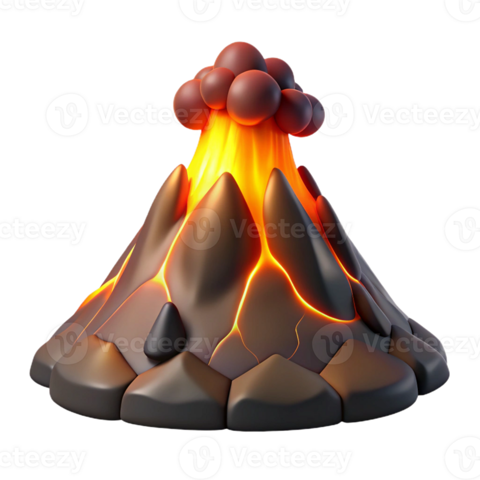 magnificent vintage wonderful rustic A volcano erupting at night, glowing lava, dramatic lighting, realistic style exclusive exclusive png
