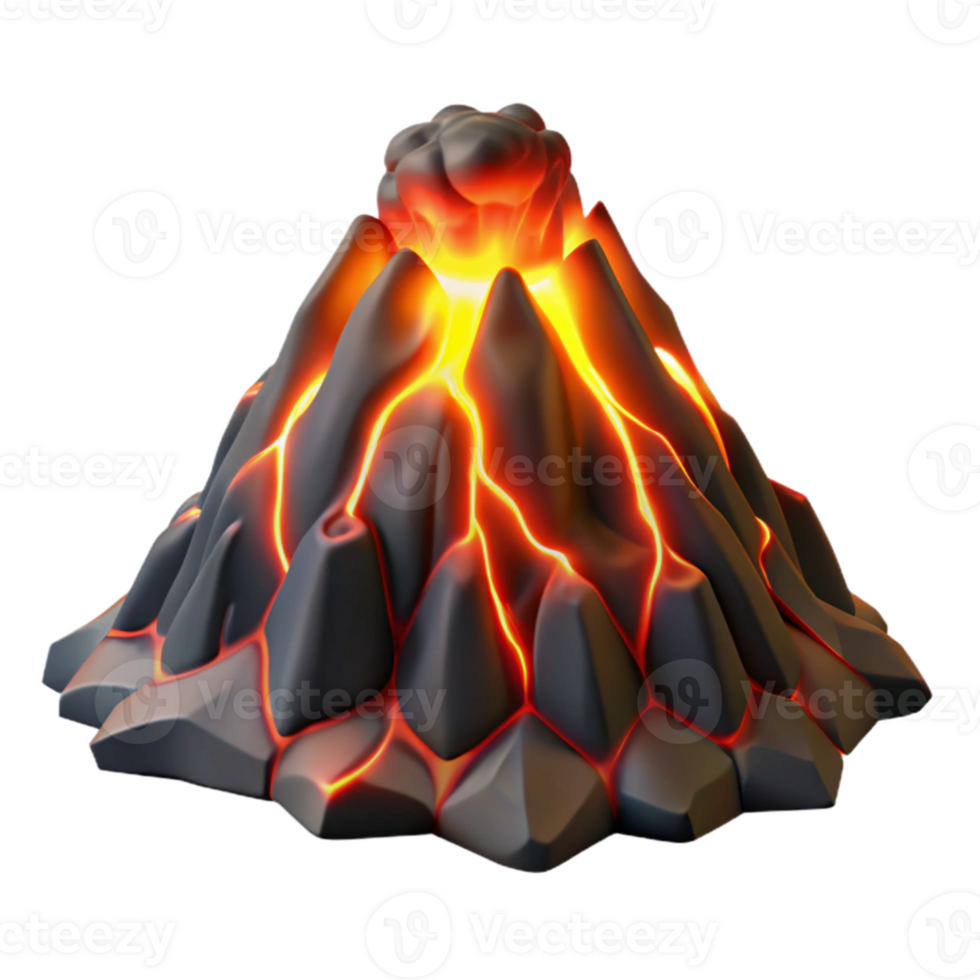 magnificent contemporary vibrant modern A volcano erupting at night, glowing lava, dramatic lighting, realistic style original high resolution png