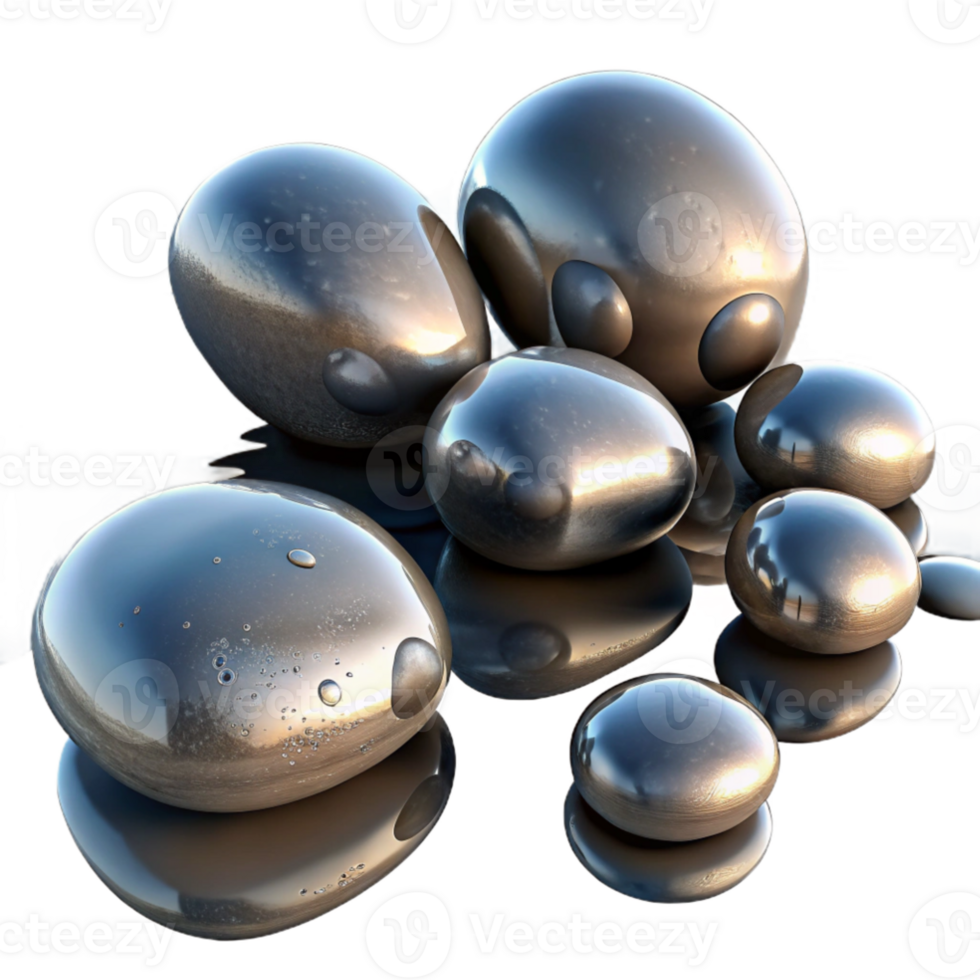 elegant minimalist vibrant artistic A group of pebbles on a beach, wet, reflective surface, natural lighting high resolution 4K png