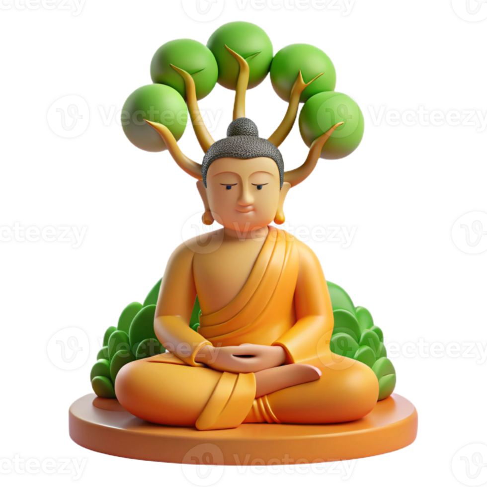 vibrant rustic beautiful artistic A serene Buddha meditating under the Bodhi tree, soft and warm lighting, traditional Buddhist art style professional detailed png