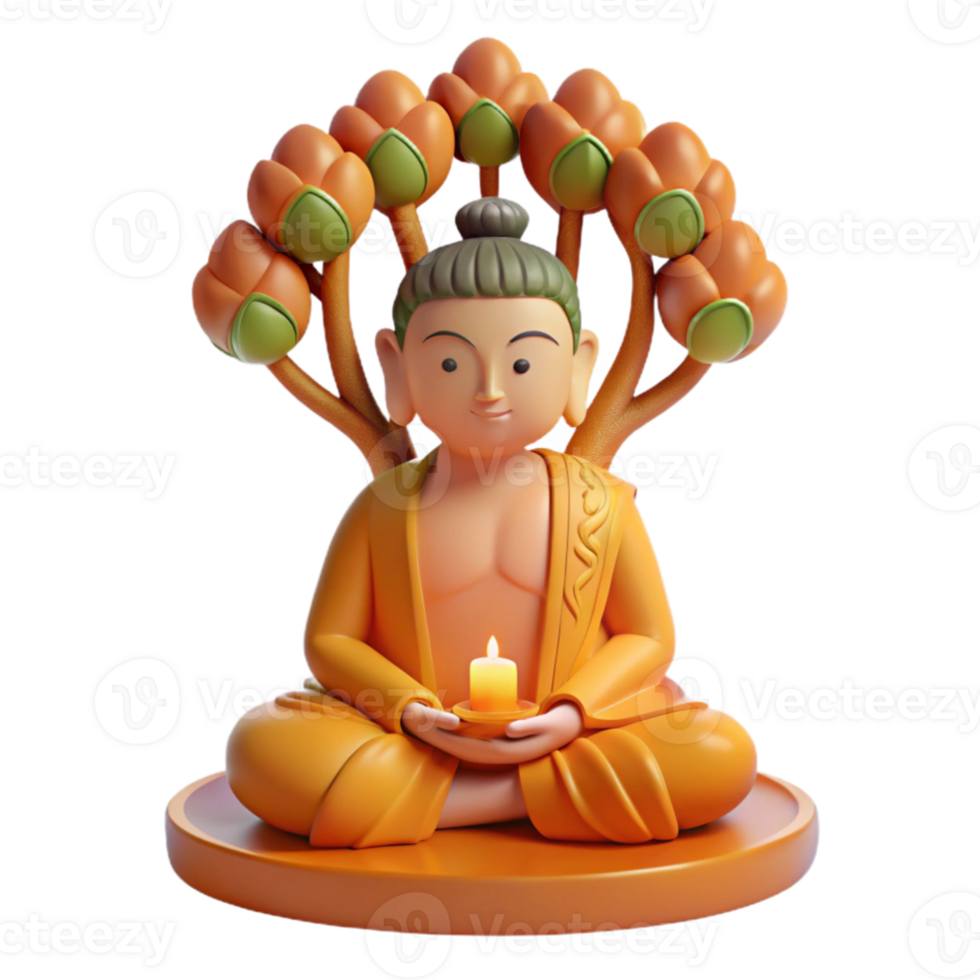 beautiful vintage wonderful contemporary A serene Buddha meditating under the Bodhi tree, soft and warm lighting, traditional Buddhist art style premium original png