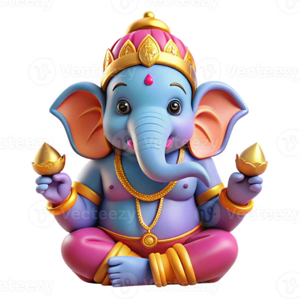 extraordinary rustic serene contemporary A powerful Ganesh, remover of obstacles, vibrant and colorful, Hindu art style authentic genuine png