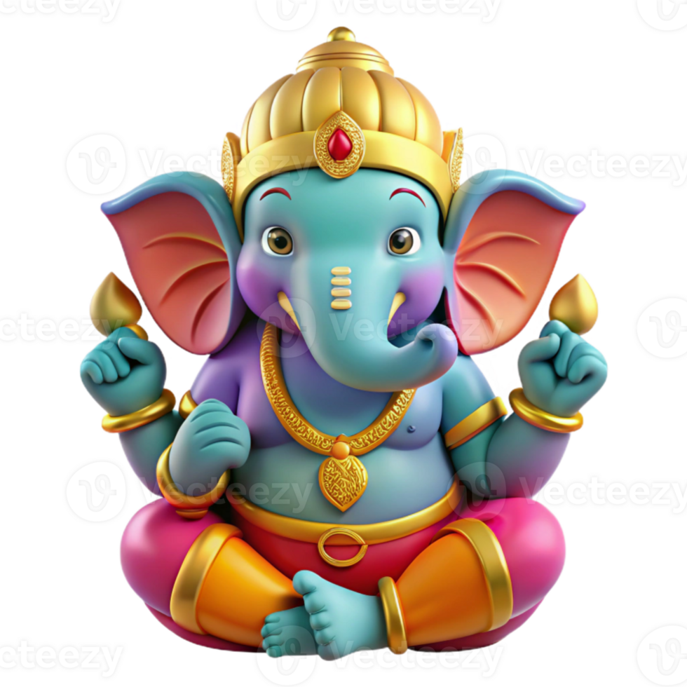 elegant rustic stunning classic A powerful Ganesh, remover of obstacles, vibrant and colorful, Hindu art style high quality high resolution png
