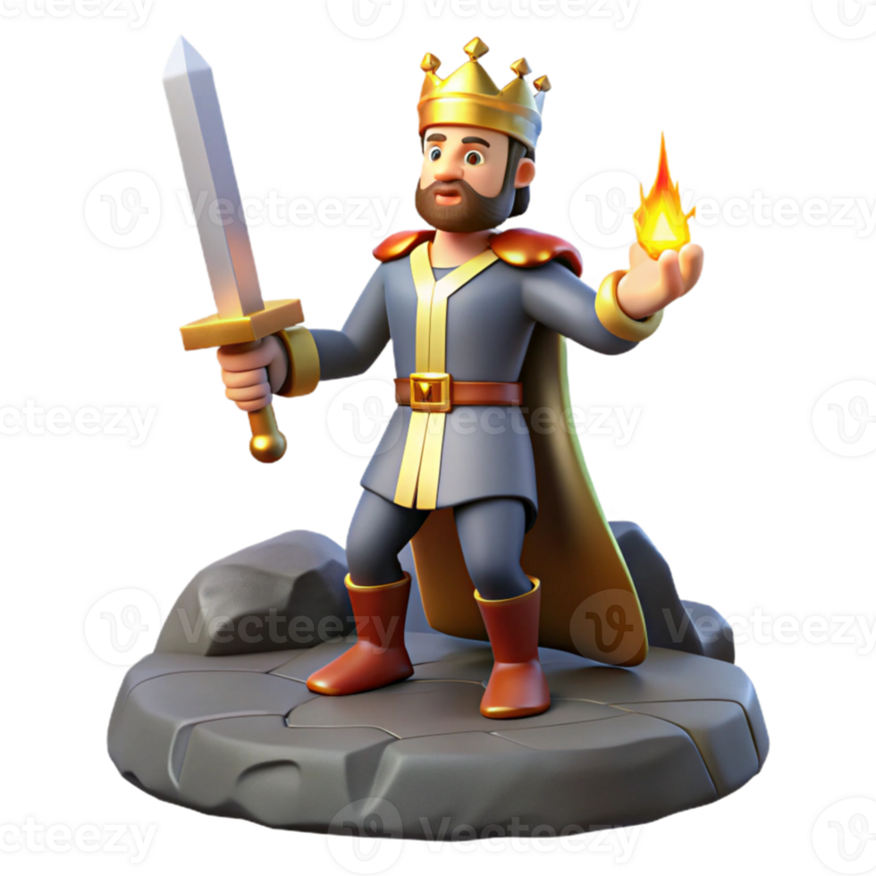 serene vintage impressive vintage King Arthur drawing Excalibur from the stone, heroic and dramatic lighting, medieval romance style professional 4K png