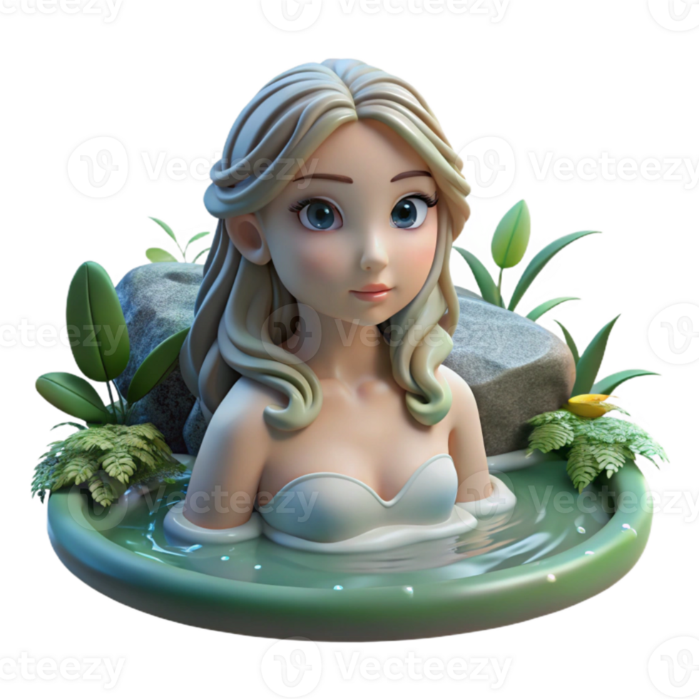dramatic traditional impressive traditional A beautiful nymph bathing in a forest stream, serene and ethereal lighting, Impressionist style detailed exclusive png