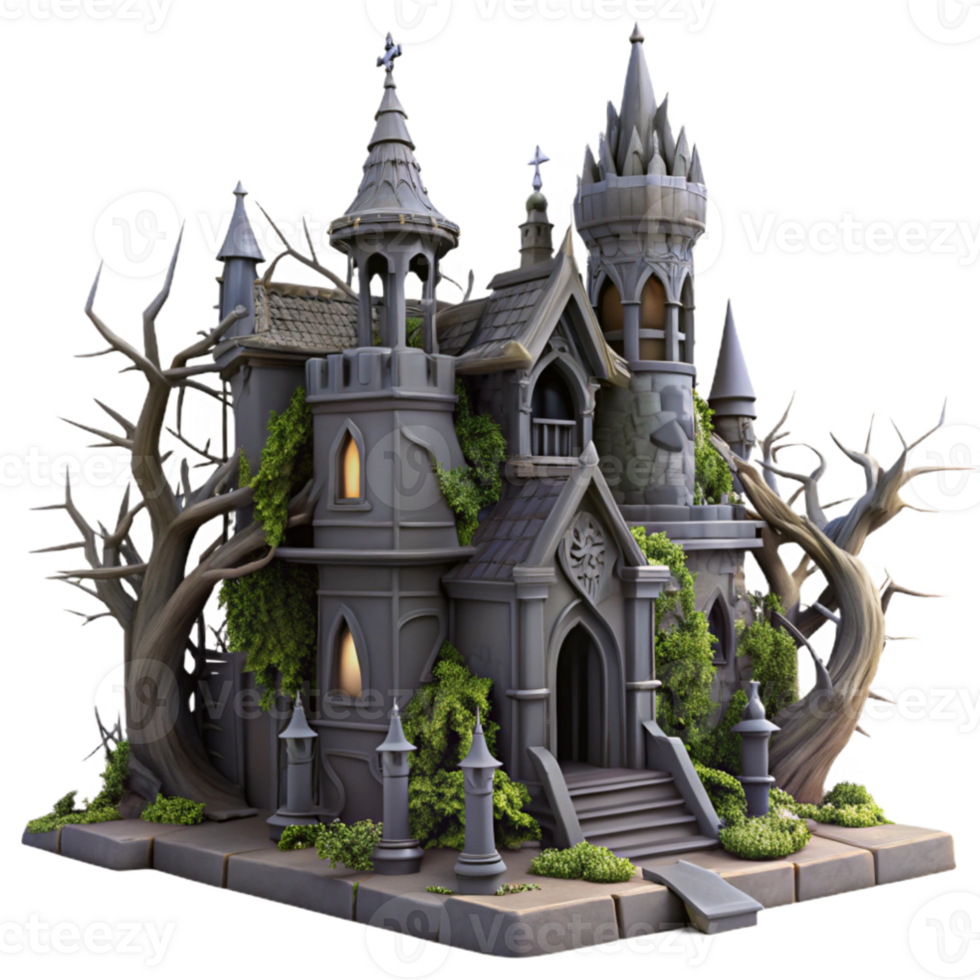 wonderful traditional extraordinary classic A decaying castle overgrown with thorny vines, ominous lighting, gothic style, detailed architecture genuine premium png