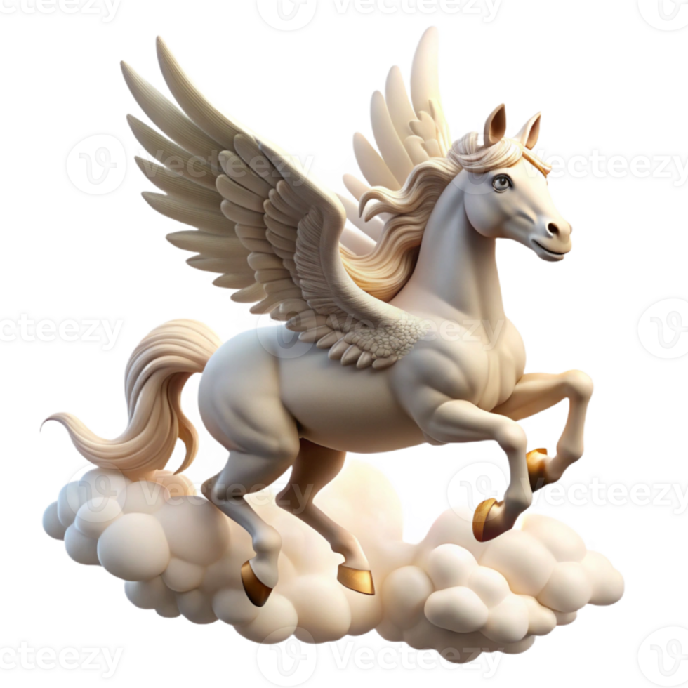 dramatic creative extraordinary modern A graceful Pegasus soaring through the clouds, majestic and ethereal lighting, Renaissance style high quality original png