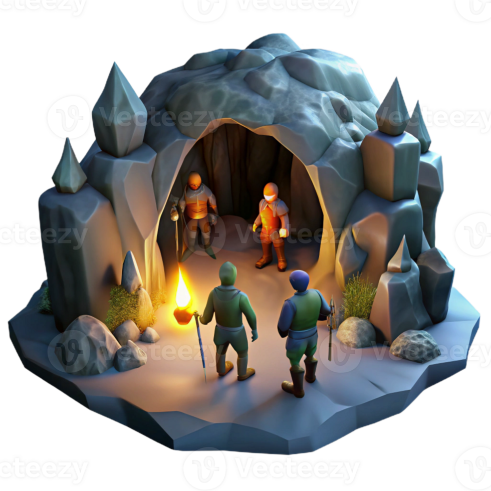 extraordinary abstract serene rustic A mischievous goblin hiding in a dark cave, eerie and shadowy lighting, fantasy art style exclusive high resolution png