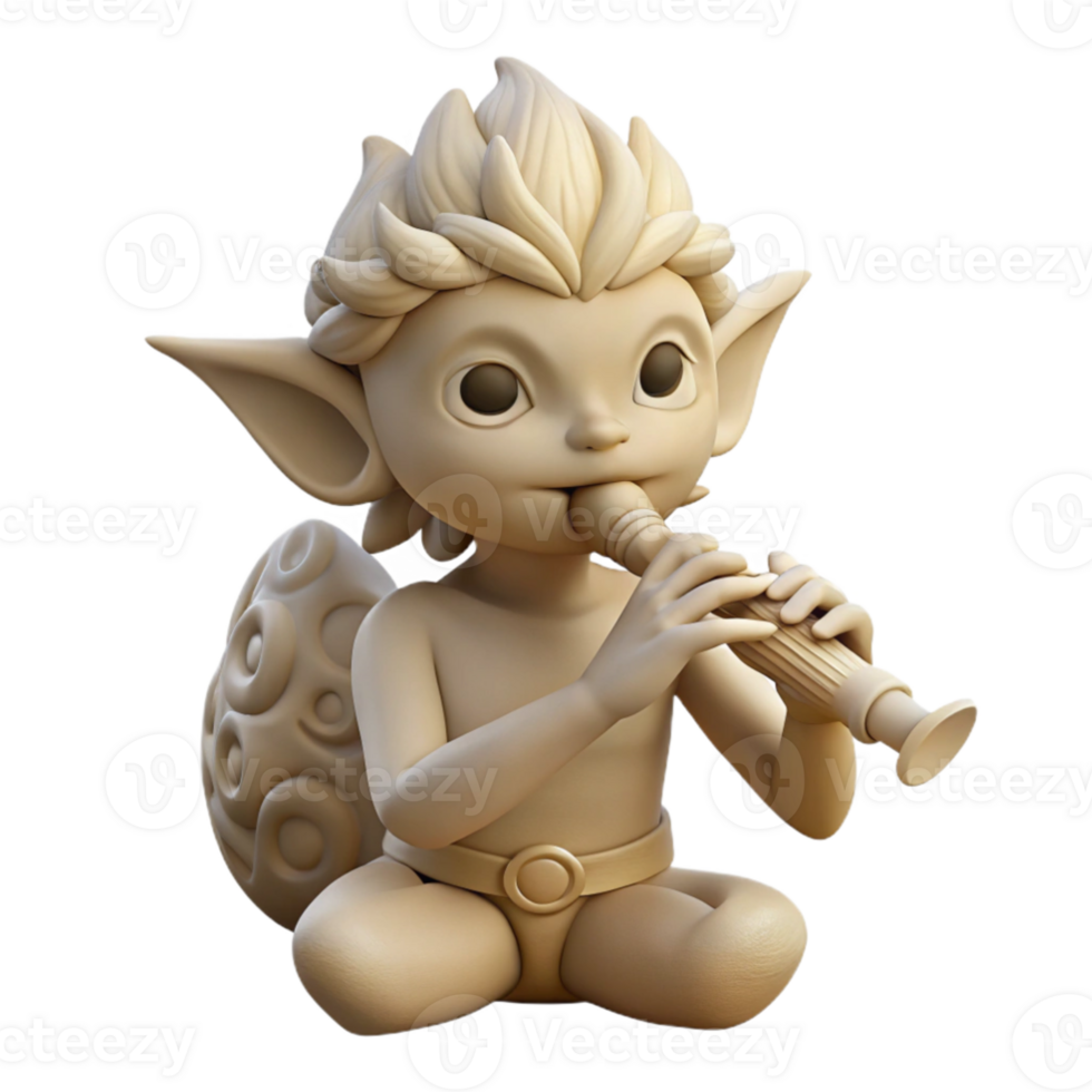 extraordinary artistic wonderful minimalist A mischievous pixie playing a flute carved from bone, soft lighting, whimsical style, detailed features professional professional png