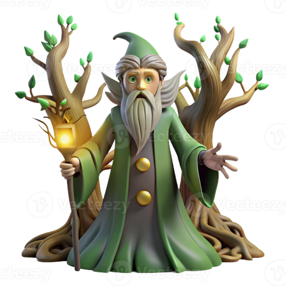 impressive classic stunning artistic A wise old tree spirit guarding a forest, mystical and serene lighting, Art Nouveau style high resolution premium png